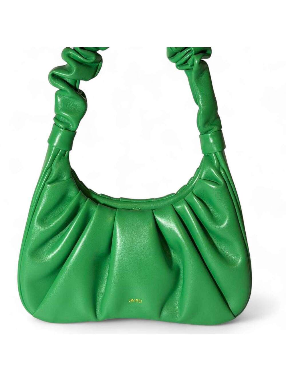 JW PEI Green Vegan Leather Shoulder Bag with Ruched Handle